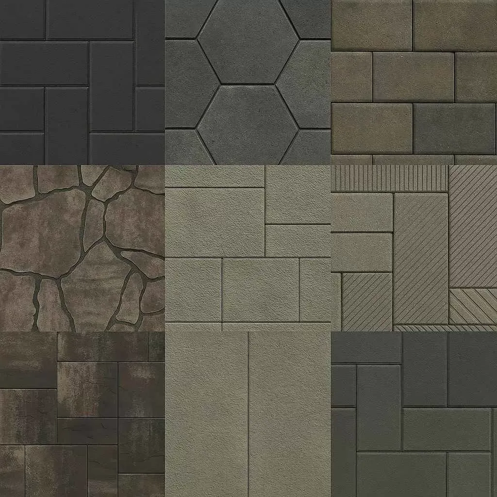 Collage of Belgard paver textures and installations