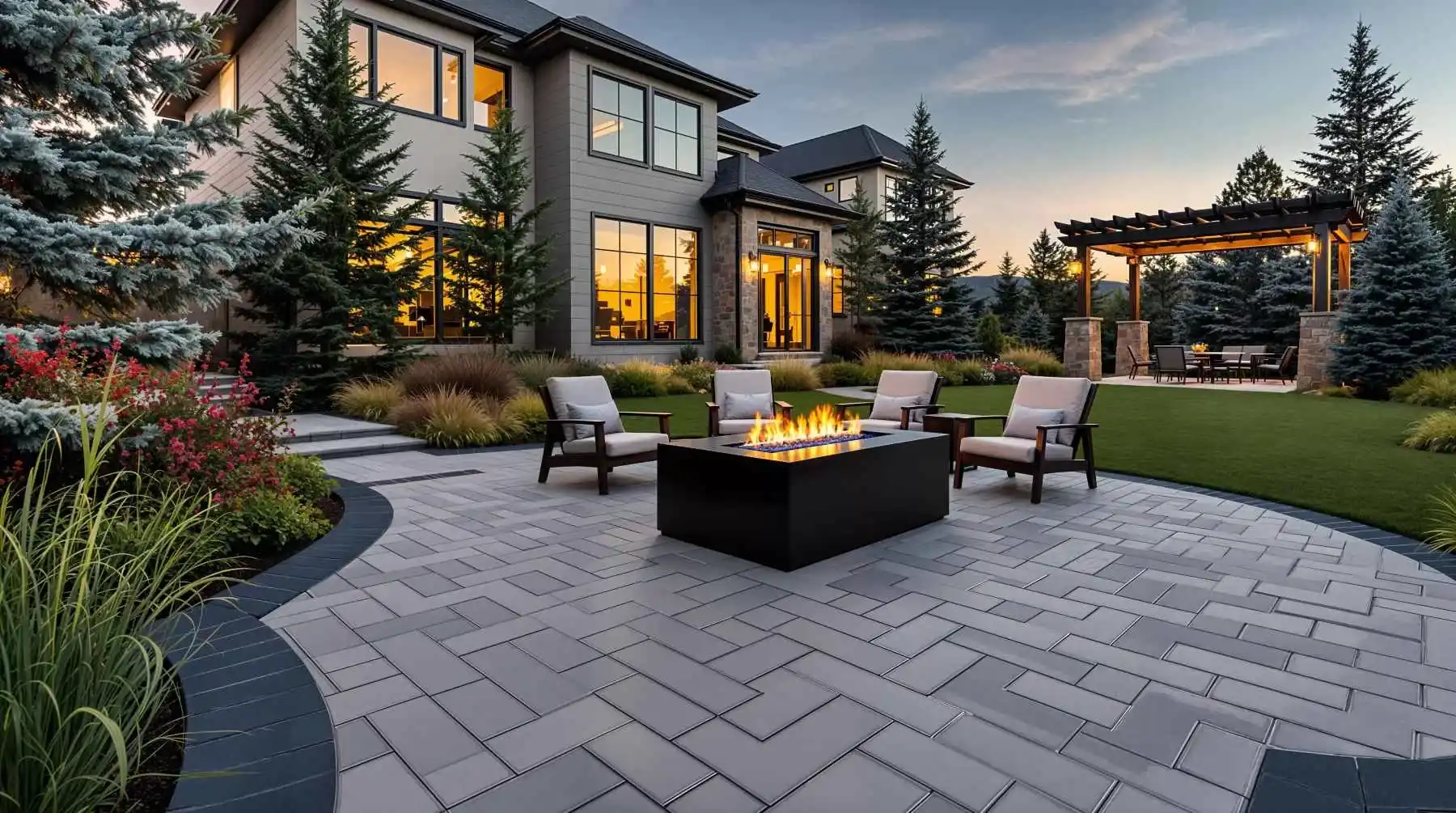 Rectangular paver patio installed with tight joints and clean borders