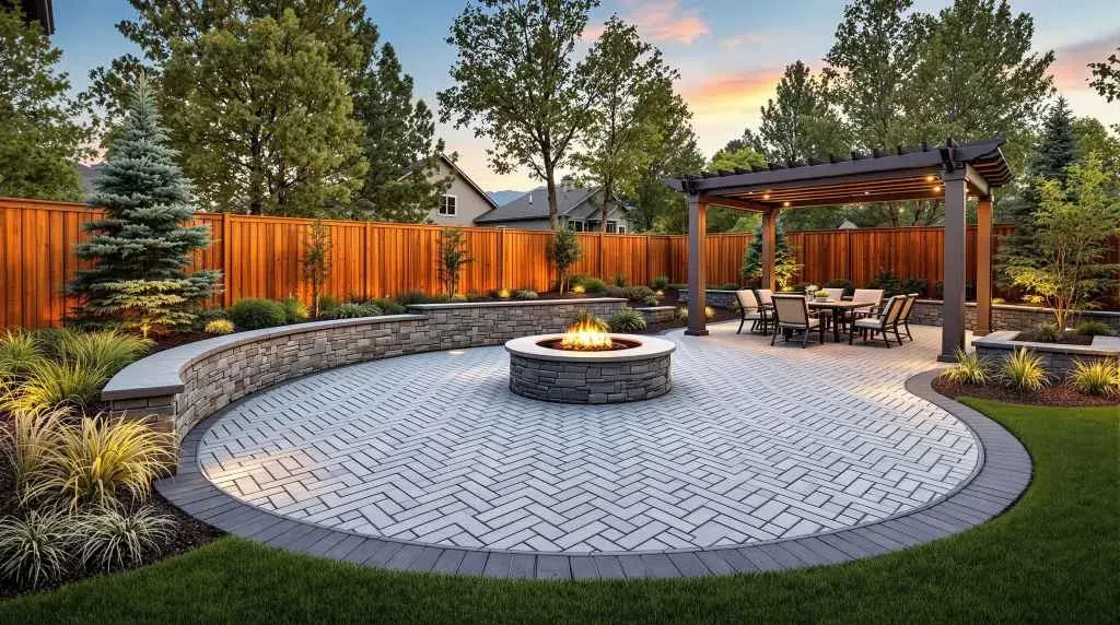 Paver patio arranged for outdoor entertaining