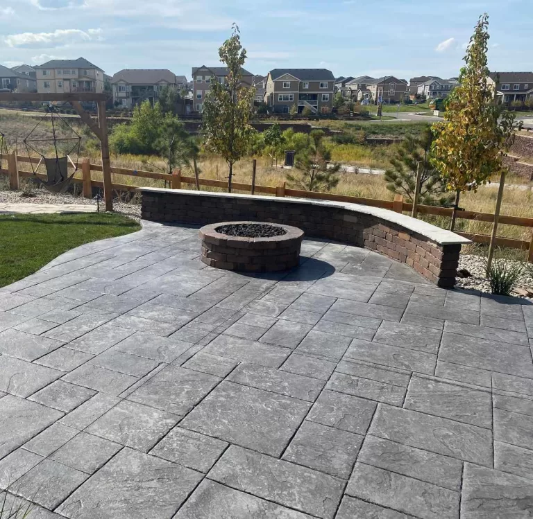 Stamped Concrete Patio and Seating Wall