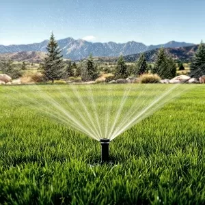 Professionally installed irrigation system keeping a Parker, CO lawn lush and green.